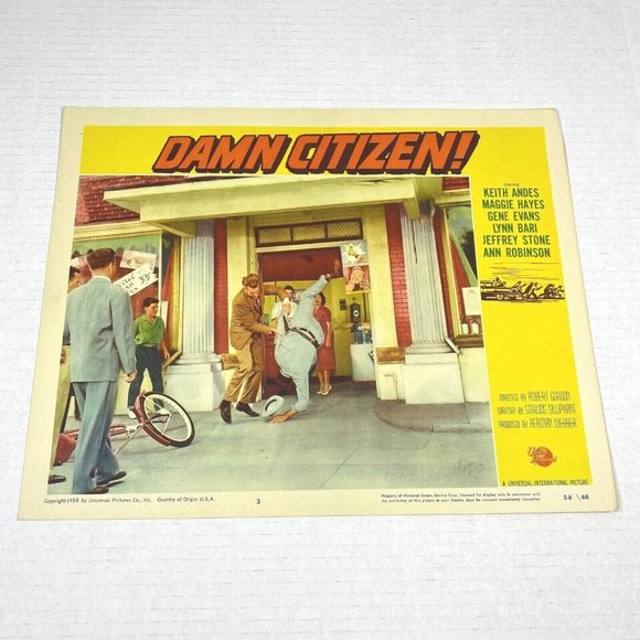 Damn‎ Citizen 1958 Lobby Cards Movie Posters Keith Andes Maggie Hayes Crime Noir - Picture 1 of 7